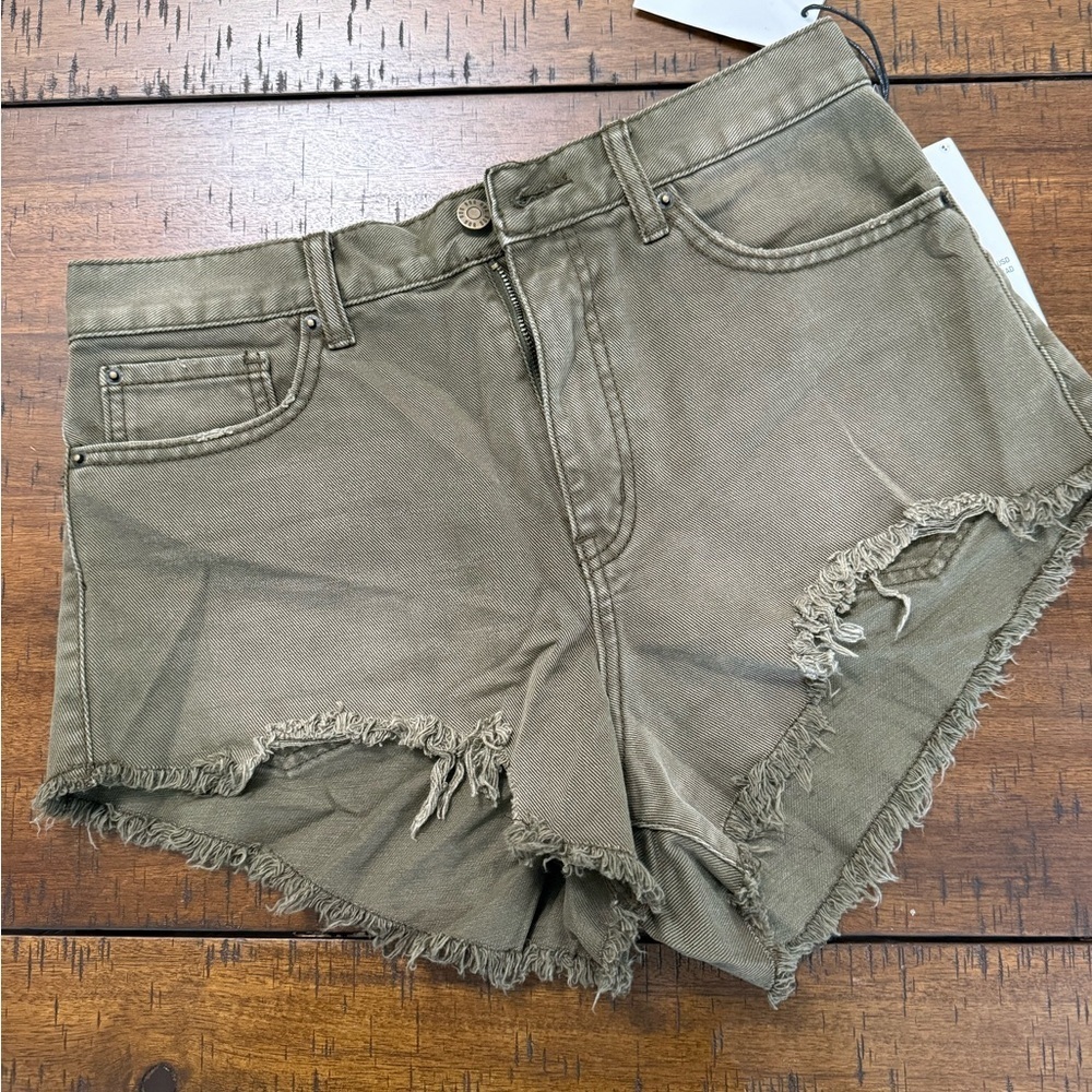 BDG Olive Frayed Jean Shorts